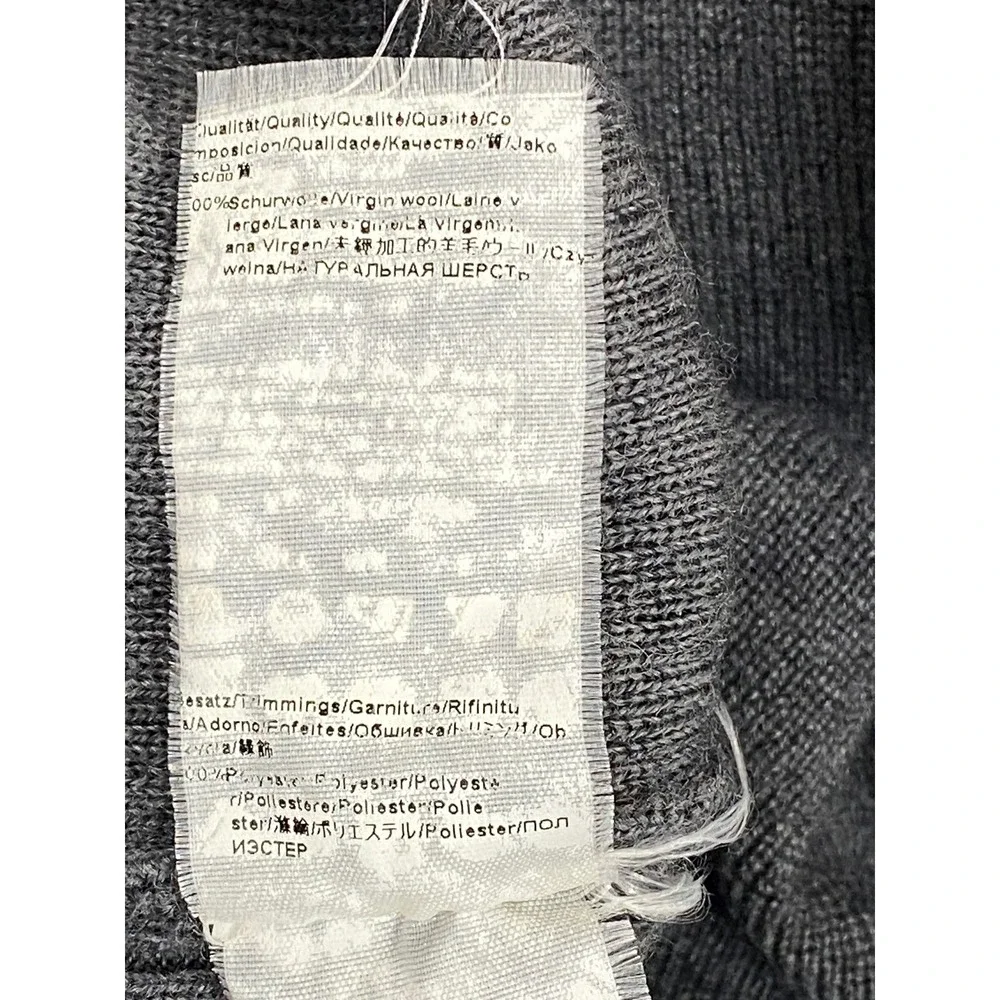 Boss Hugo Boss Quarter Zip Sweater Mens XL Gray Vintage 100% Virgin Wool Ribbed